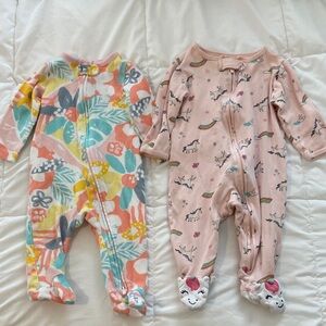 Carter’s Cotton Colorful Floral and Pink Unicorn Kids One Pieces
